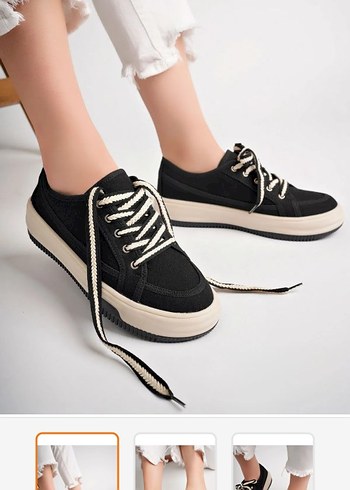 Marjin Siyah Bağcıklı Kadın Sneakers