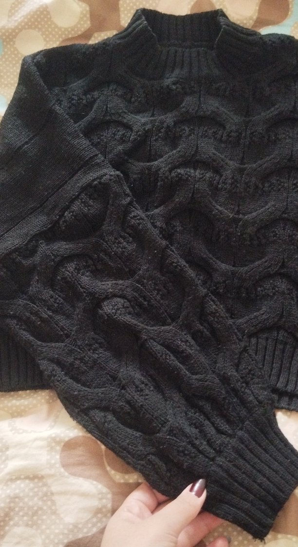 Kadın Siyah Crop Triko Kazak - Görsel 3