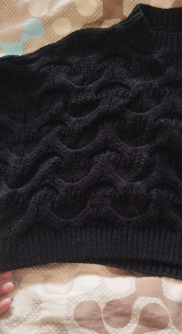 Kadın Siyah Crop Triko Kazak - Görsel 2