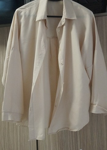 Bej Düğmeli Kadın Gömlek - Görsel 2