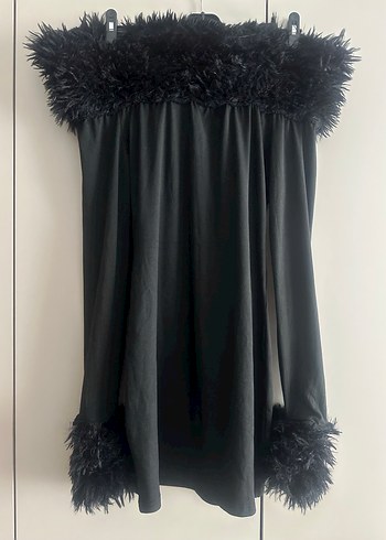 Kürk Detaylı Siyah Gotik Midi Elbise - Görsel 3