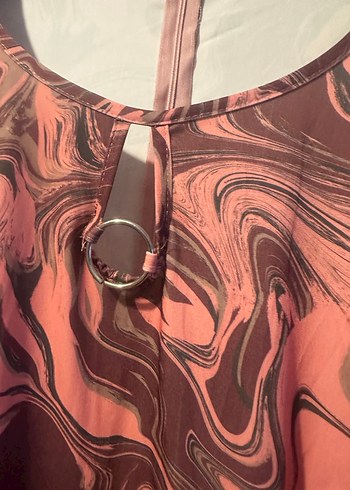 Pembe Batik Desenli Uzun Kollu Elbise - Görsel 2