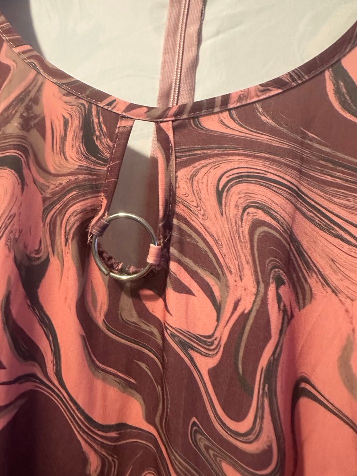 Pembe Batik Desenli Uzun Kollu Elbise - Görsel 2