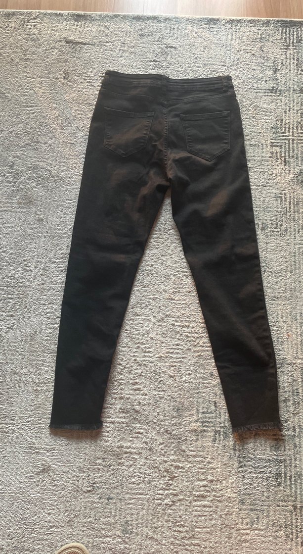 Siyah Dar Kesim Midi Denim Kadın Jean - Görsel 3