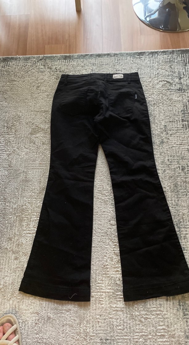 Düğmeli fermuarlı Siyah Kadın Kot Pantolon - Görsel 3