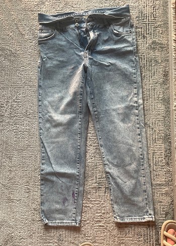 Gri Mavi Rahat Kesim Midi Kadın Kot Pantolon - Görsel 4