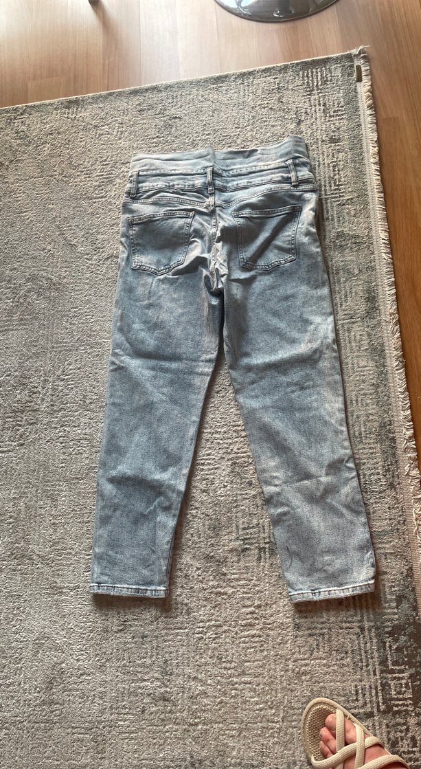 Gri Mavi Rahat Kesim Midi Kadın Kot Pantolon - Görsel 3