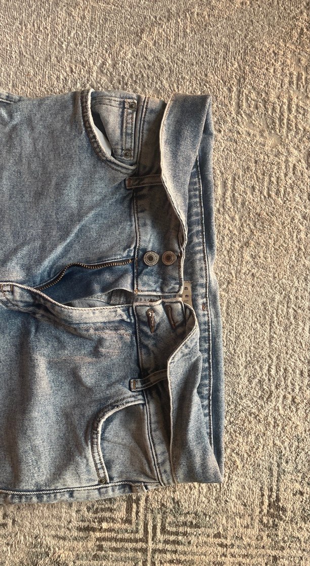 Gri Mavi Rahat Kesim Midi Kadın Kot Pantolon - Görsel 5