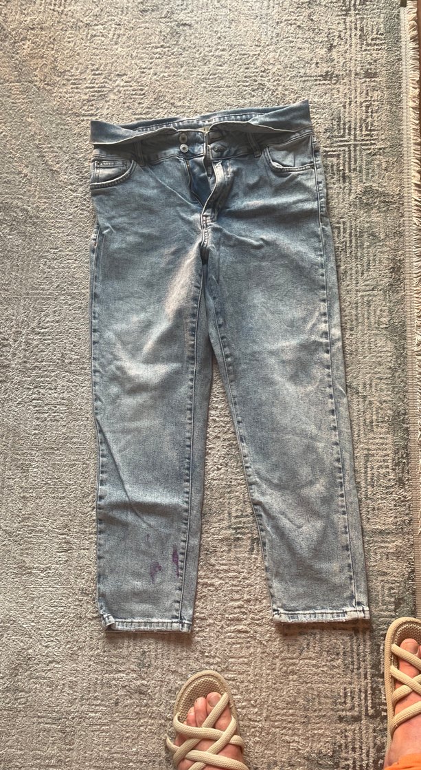 Gri Mavi Rahat Kesim Midi Kadın Kot Pantolon - Görsel 4