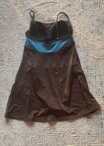 Turkuaz kahverengi üstü desenli askılı mayo - Görsel 3