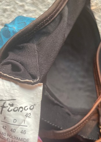 Turkuaz kahverengi üstü desenli askılı mayo - Görsel 4