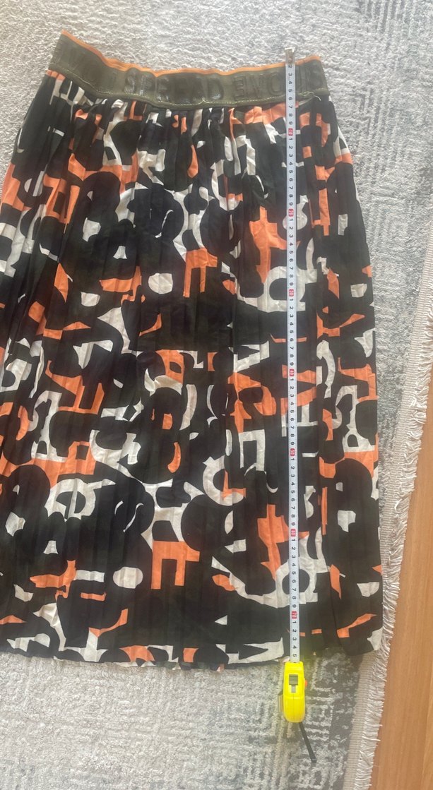 Desenli Pilili Uzun Kadın Etek - Görsel 5