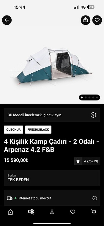  Beden Decathlon Çadır Black Fresh 4.2