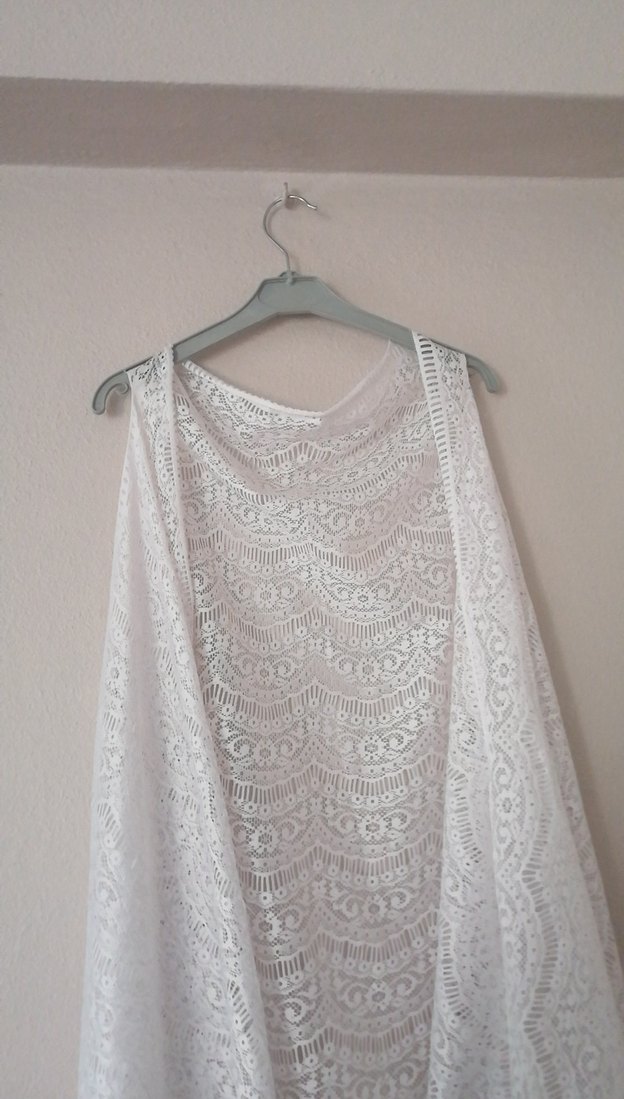 Beyaz Dantel dokulu kadın pareo - Görsel 3