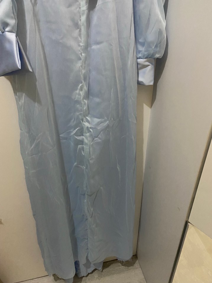 Mavi Drapeli Uzun Kollu Bohem Elbise - Görsel 2