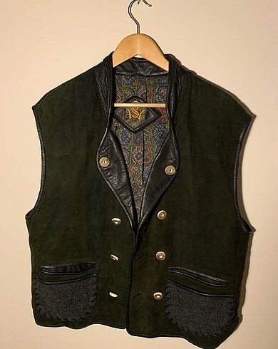 Oversize vintage gerçek deri yelek