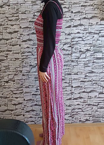 Pembe Bohem Uzun Tulum, Askılı, Pilili - Görsel 3