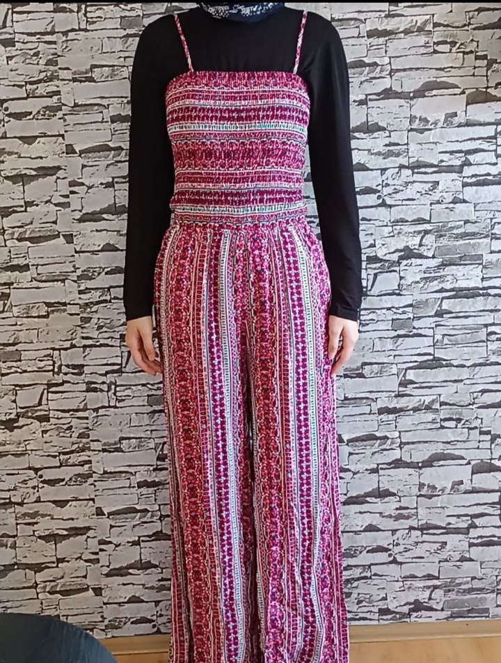 Pembe Bohem Uzun Tulum, Askılı, Pilili - Görsel 2