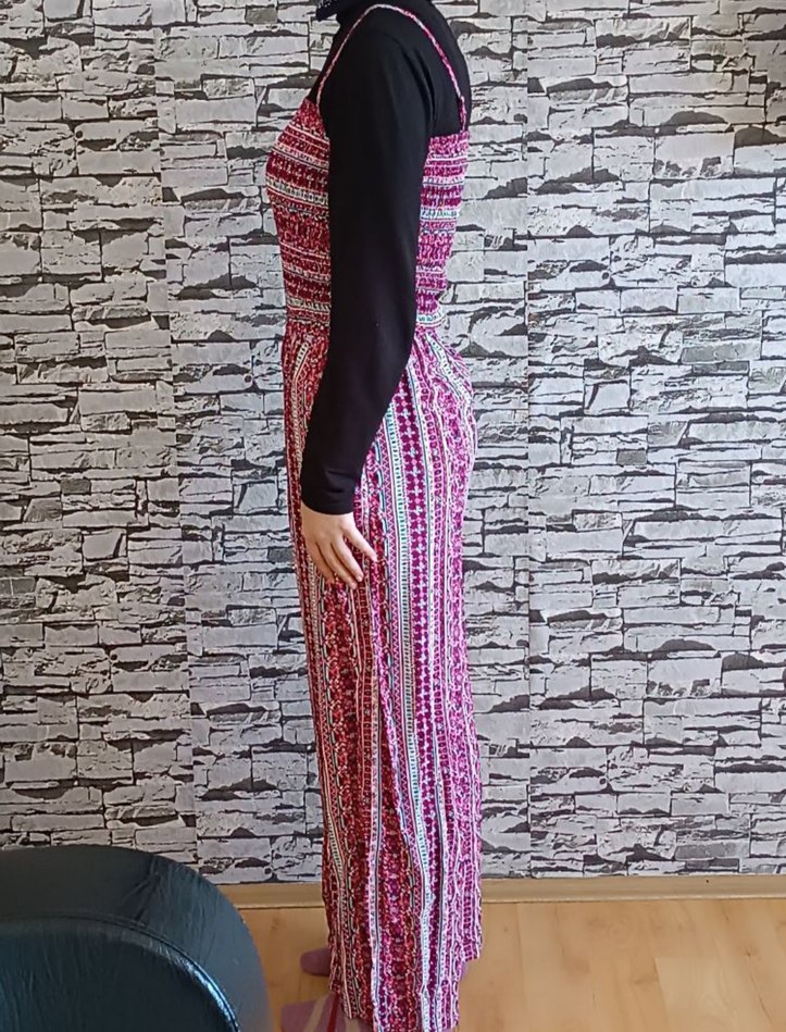 Pembe Bohem Uzun Tulum, Askılı, Pilili - Görsel 3