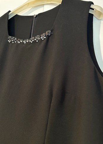 46 Beden siyah Renk Siyah kare Yaka sıfır kol Ofis Elbisesi