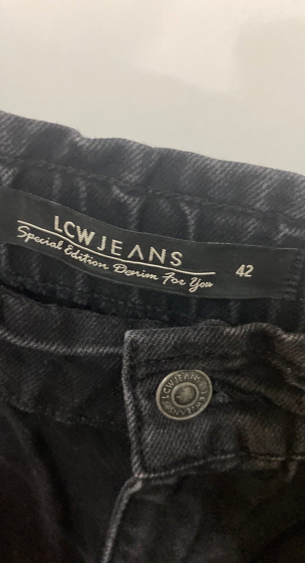 Kemerli Siyah Kadın Midi Boy Bol Kesim Kot - Görsel 2