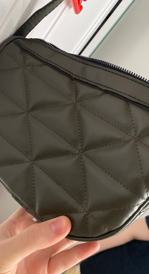 Siyah Deri Tokalı Kadın Omuz Çantası - Görsel 2