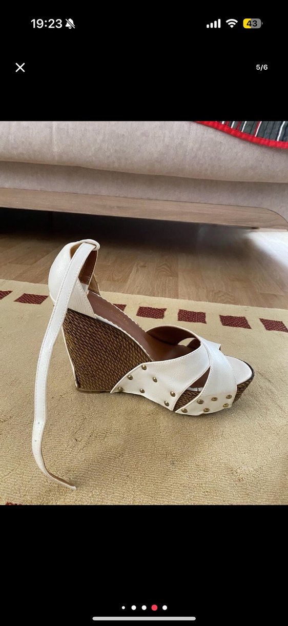 Beyaz Dolgu Topuklu Kadın Akşam Ayakkabısı - Görsel 5