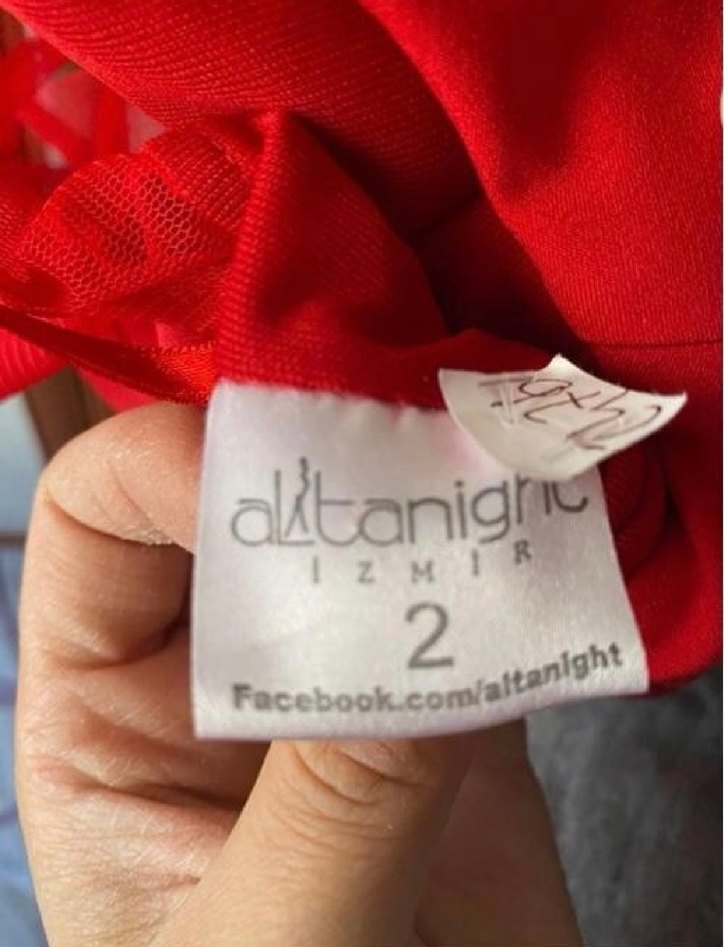 Kırmızı Uzun Drapeli V Yakalı Abiye Elbise - Görsel 4