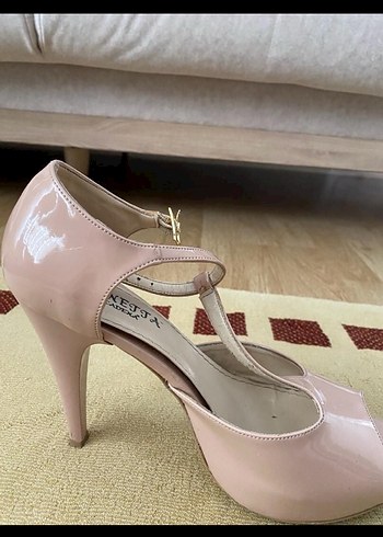 Pembe Rugan Tokalı Yüksek Topuklu Kadın Ayakkabı - Görsel 2