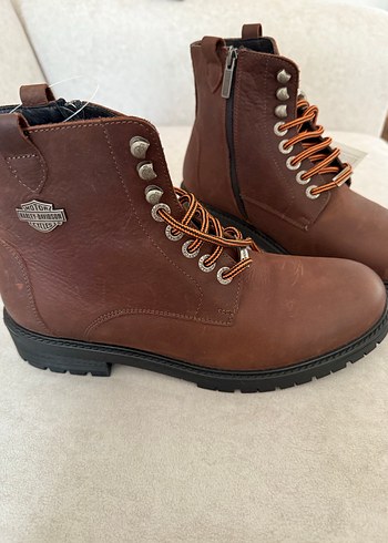 Harley davidson Kahverengi Deri Bağcıklı Biker Bot - Görsel 2