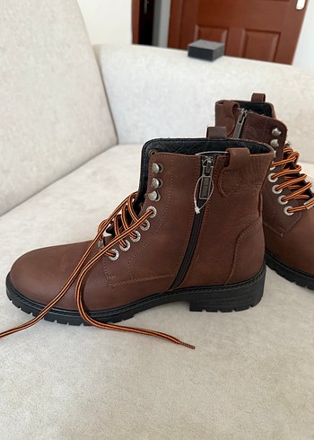 Harley davidson Kahverengi Deri Bağcıklı Biker Bot - Görsel 3