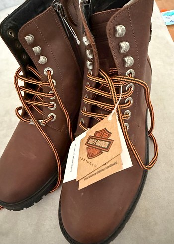 Harley davidson Kahverengi Deri Bağcıklı Biker Bot - Görsel 7