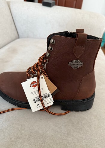 Harley davidson Kahverengi Deri Bağcıklı Biker Bot - Görsel 5