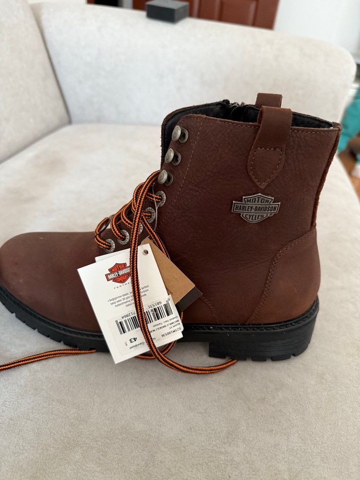 Harley davidson Kahverengi Deri Bağcıklı Biker Bot - Görsel 5