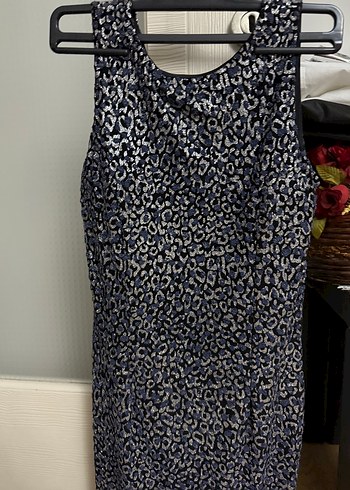 Yılan Desenli Gri Midi Elbise - Görsel 4