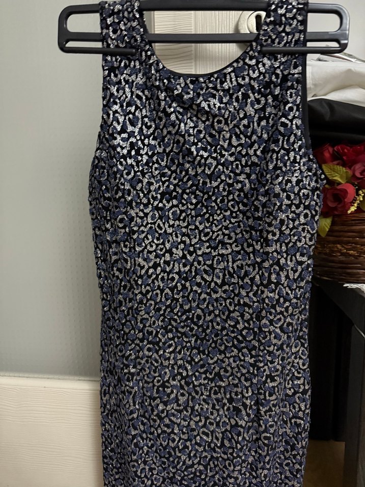 Yılan Desenli Gri Midi Elbise - Görsel 4