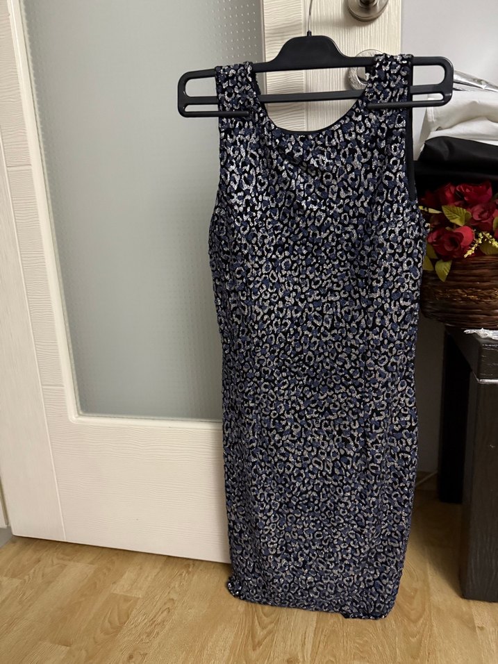 Yılan Desenli Gri Midi Elbise - Görsel 3