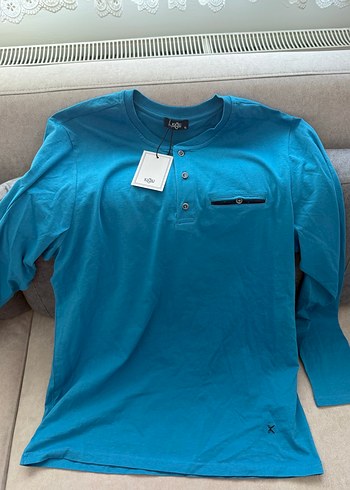 Kiğılı Düğmeli Erkek Mavi pijama takımı - Görsel 3