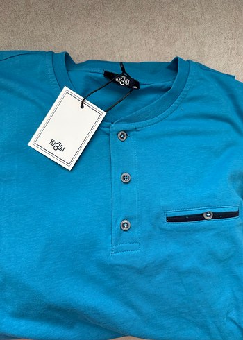 Kiğılı Düğmeli Erkek Mavi pijama takımı - Görsel 5