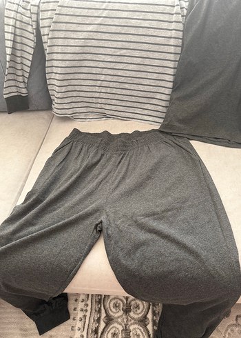 Erkek Gri Rahat Uzun Kollu 3 lü Pijama Takımı - Görsel 3