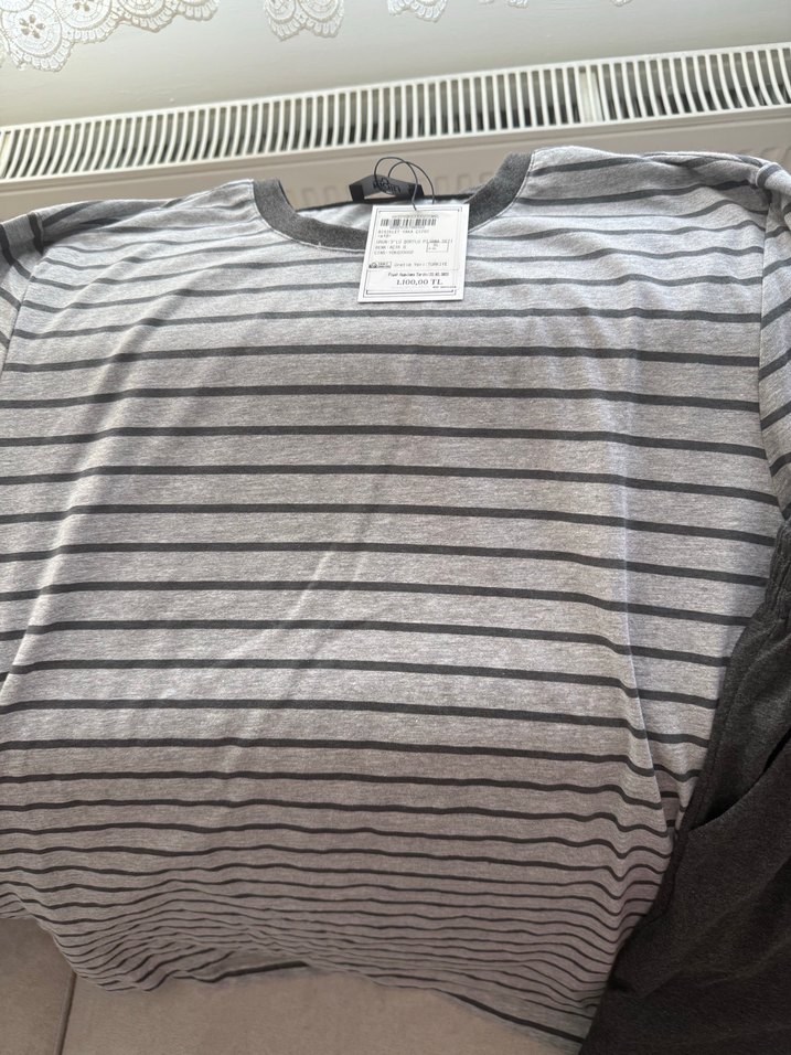 Erkek Gri Rahat Uzun Kollu 3 lü Pijama Takımı - Görsel 4