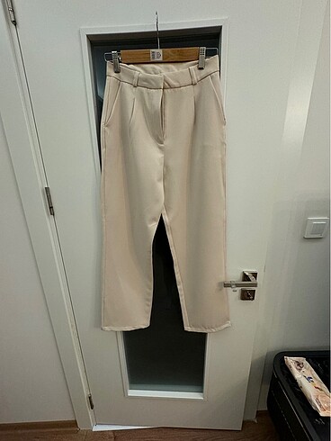 Krem geniş paça pantolon