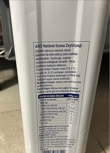 Diğer Aro Zeytinyağı 5 lt
