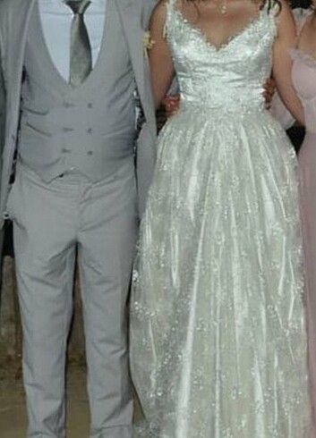 Ekru Vintage Dantelli Gelinlik - Görsel 3