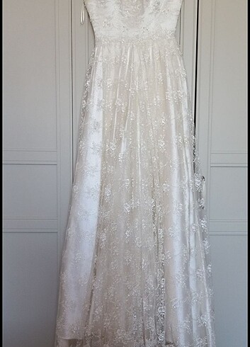 Ekru Vintage Dantelli Gelinlik - Görsel 4