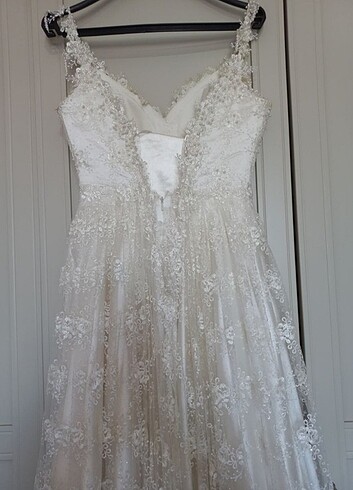 Ekru Vintage Dantelli Gelinlik - Görsel 7