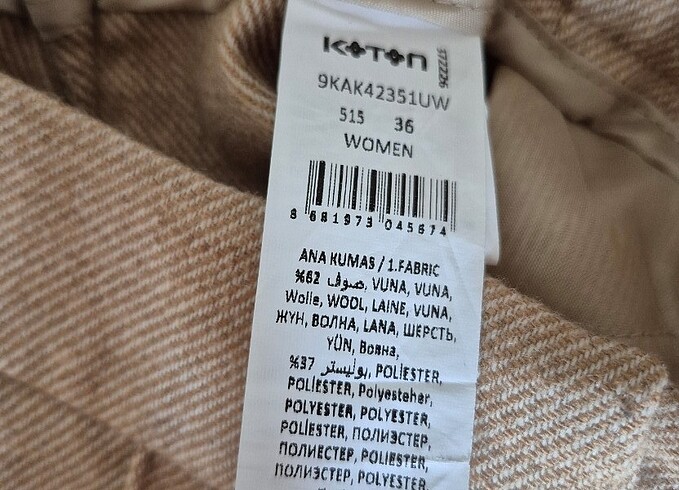 s Beden camel Renk Koton Yünlü Casual Pantolon