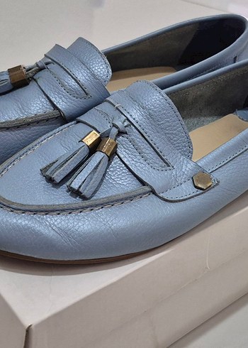 37 Beden mavi Renk Mavi Deri Tokalı Kadın Günlük Loafer
