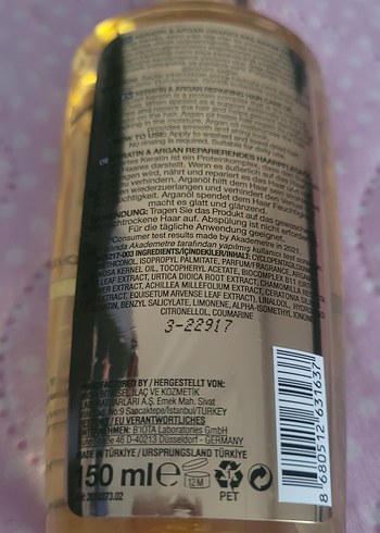 Bioxcin Keratin & Argan Onarıcı Saç Bakım Yağı 150ml - Görsel 2