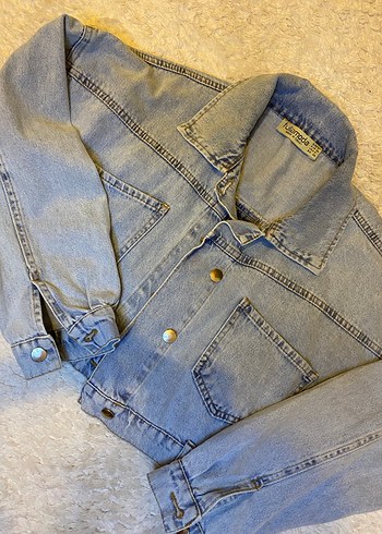 m Beden Gri Düğmeli Kadın Denim Ceket